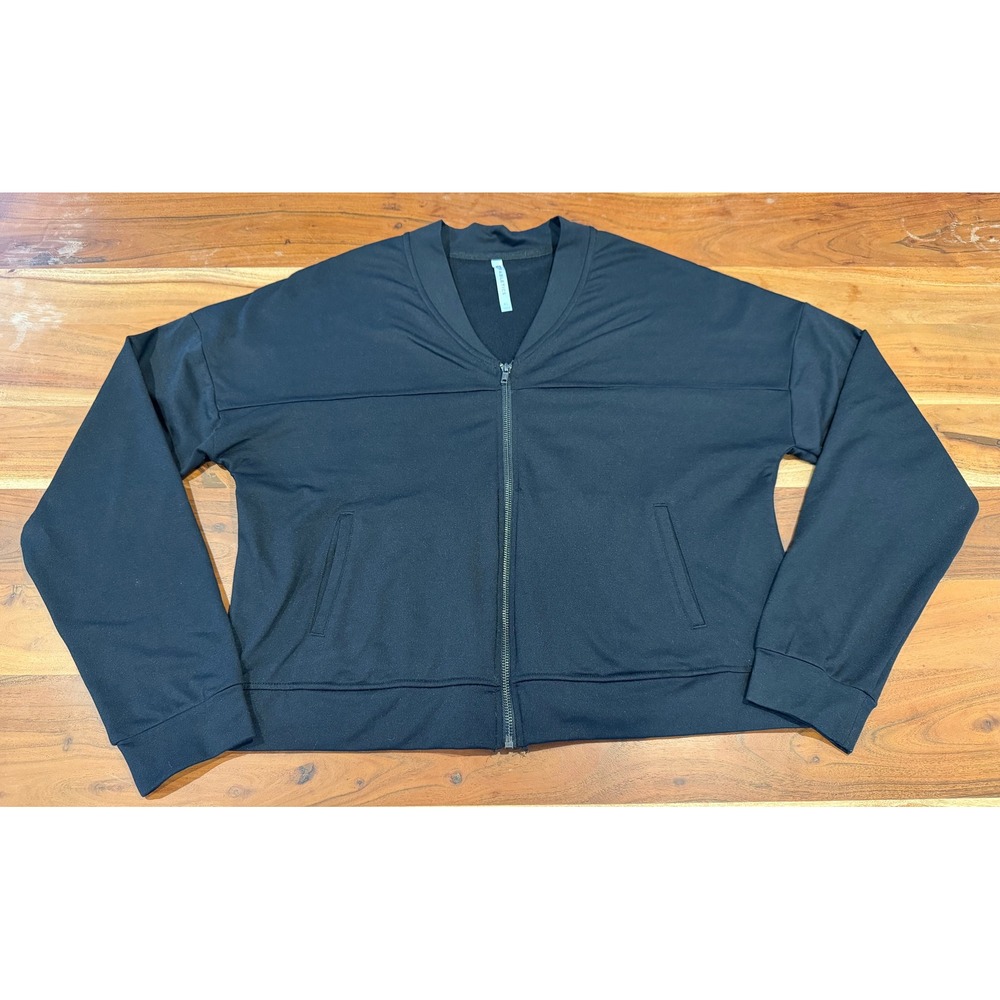 Fabletics Black Full Zip Pleated Back Track Jacket XL Athleisure